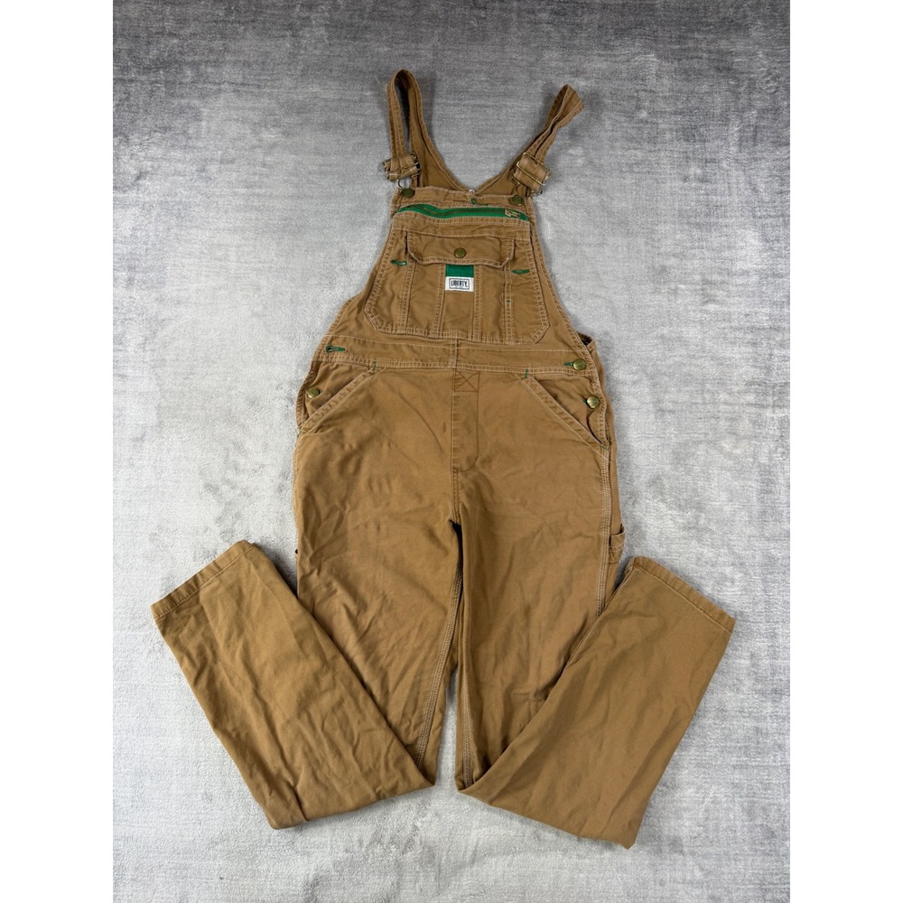 Liberty Overalls Women Small Brown Bib Carpenter Utility Workwear Stretch